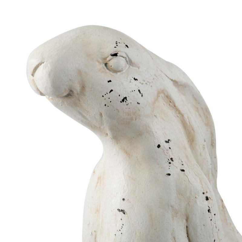 Figurine de lapin de campagne 28 po blanc rustique, lapin de campagne fantaisiste pour l'intérieur ou l'extérieur couvert