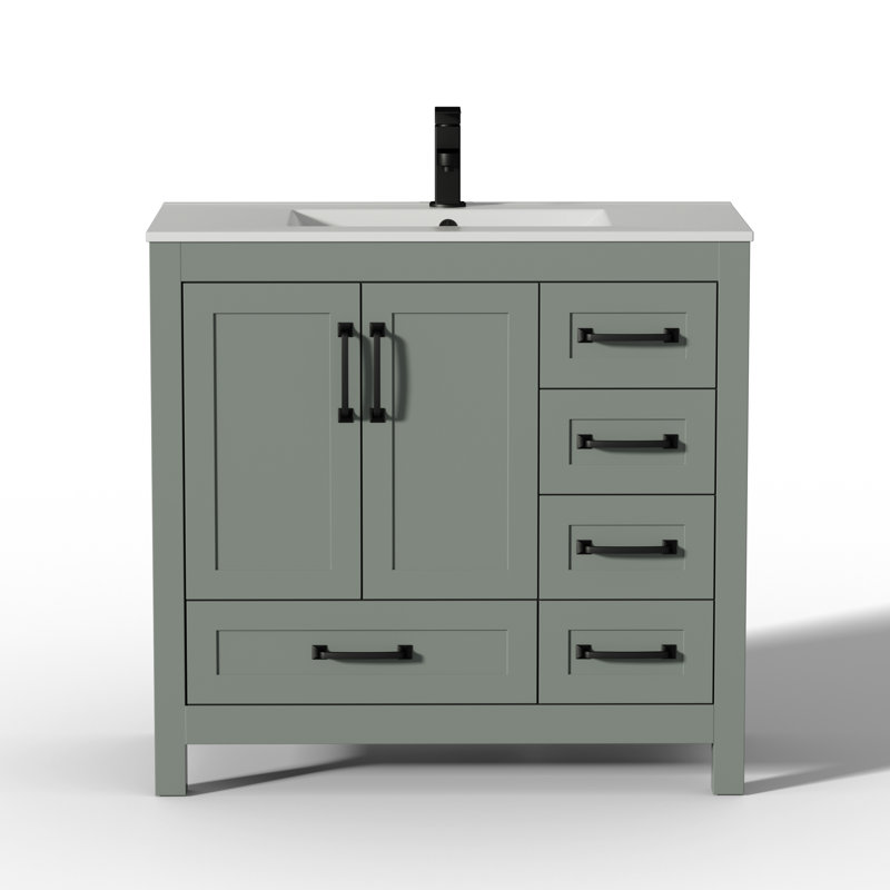 Sharee 36" Single Bathroom Vanity With Sink Top, Water Saving Faucet, Pop Up Drain, Green