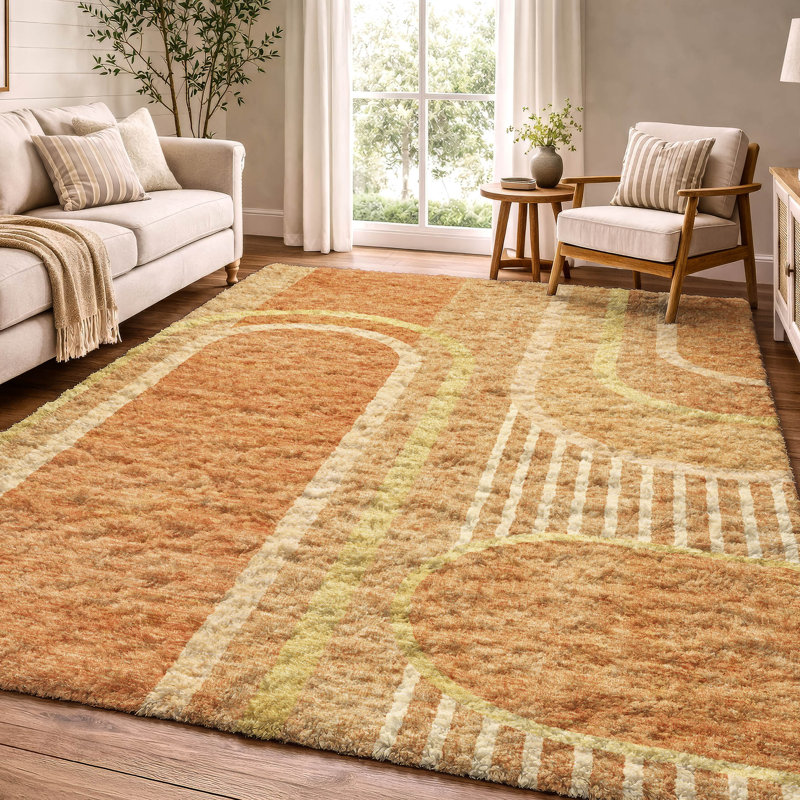 Tapis à poil long de qualité supérieure lavable à la machine ADS532, Terracotta, 3' x 5'