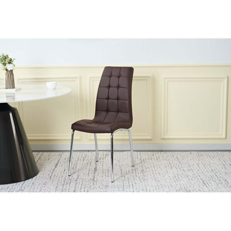Tufted Upholstered Side Chair, Brown