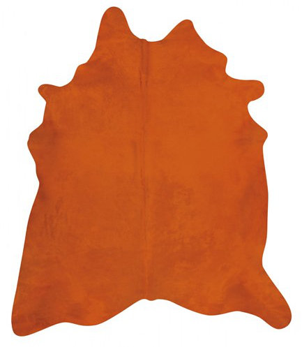 Tapis en cuir de vache brésilien teint orange - Tapis en cuir véritable