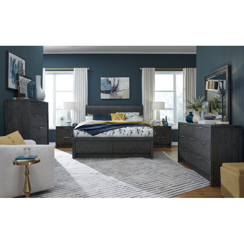 Commode à 2 tiroirs Seibert, 6 Pcs: Bed, 2 Nightstand, Dresser, Mirror, Chest, Queen