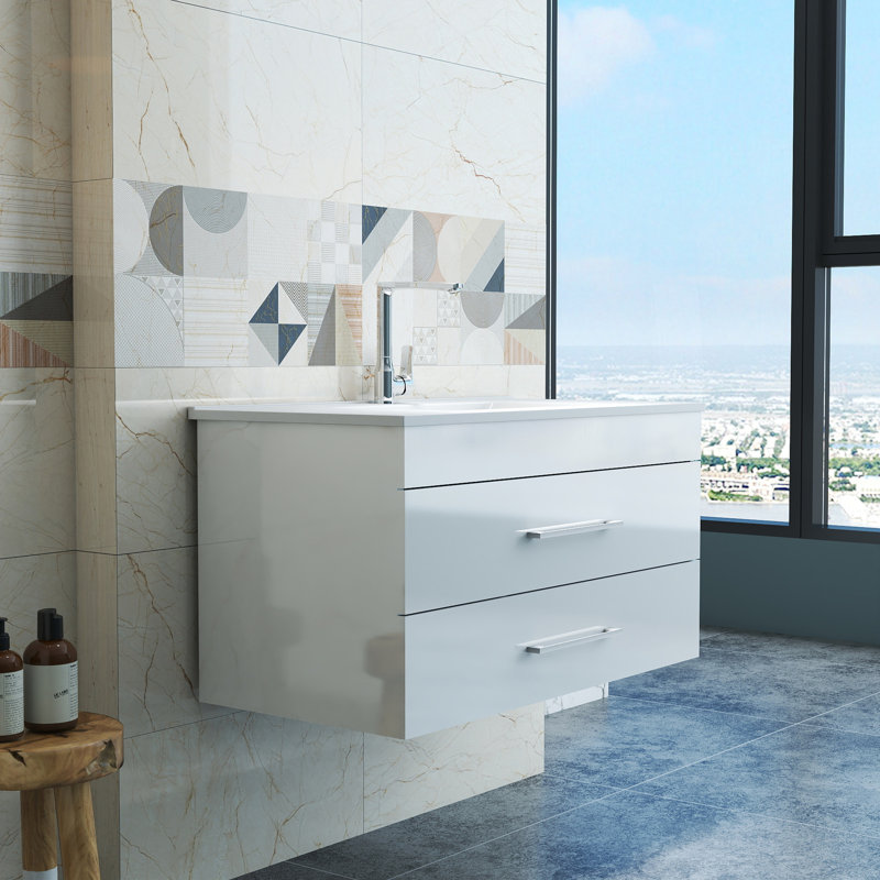 Meuble-lavabo mural avec tiroirs doubles