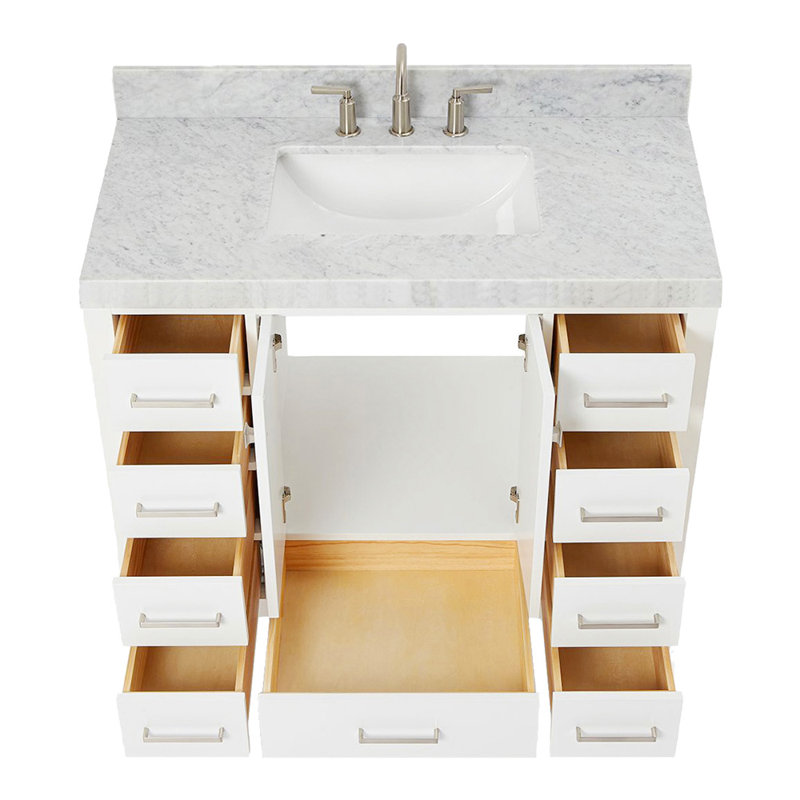 Meuble-lavabo simple 42 po Cambridge, Nickel brossé, Blanc
