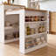 121-182cm Extendable Kitchen Island with Pull-Out Worktop, White and Natural Wood