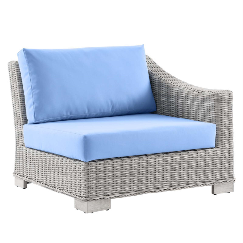 Fauteuil d'extérieur en rotin Conway, Bleu clair