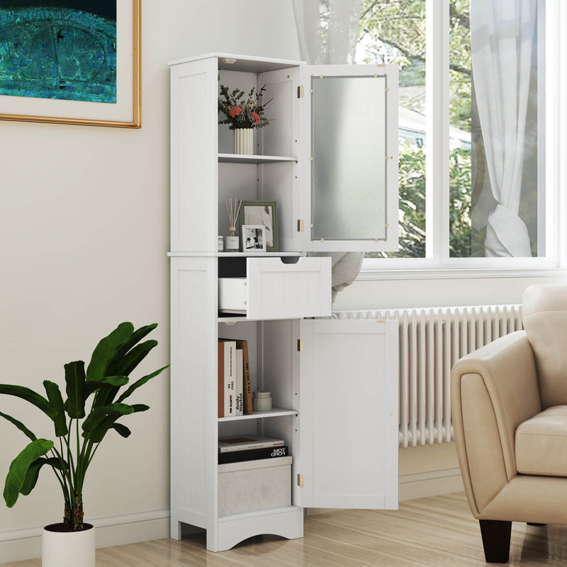 Ajdina Freestanding Linen Cabinet, White