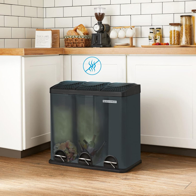 Step On Multi-Compartment Rubbish & Recycling Bin - 54L