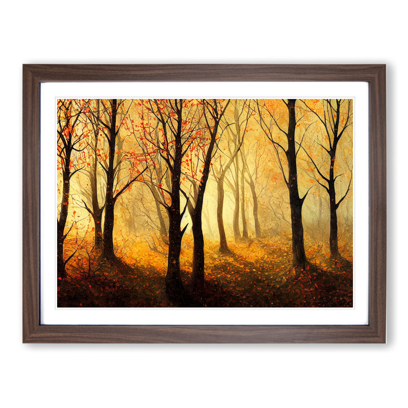 Captivating Autumn Forest - Framed Print, 46cm H x 64cm W x 2cm D, Walnut