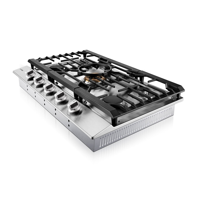 FOTILE Stainless Steel 5-Burner Gas Cooktop, 36" Stove with 22,000 BTU Tri-Ring