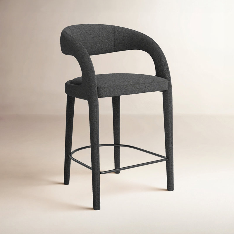 Hawkins Stool, Counter Stool (26.57" Seat Height), Fiqa Charcoal Boucle/Polyester