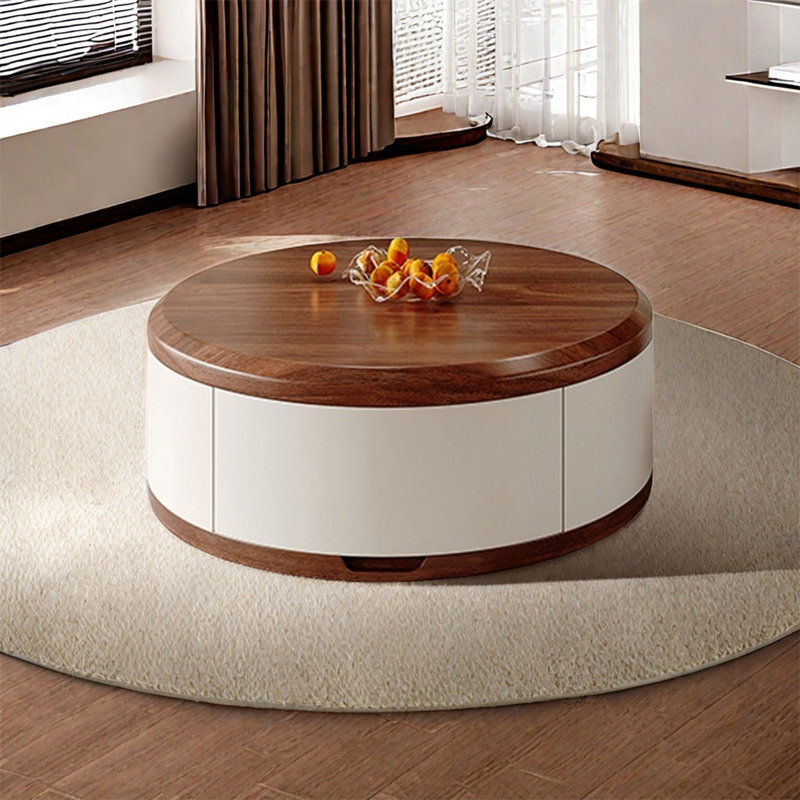 Table basse ronde de style ancien salon, 11.8" H x 35.4" L x 35.4" W