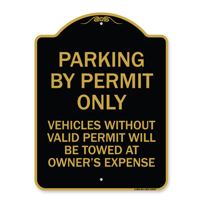 Signmission Designer Series Sign - Parking By Permit Only Vehicles Without Valid Permit Will Be Towed At Owner's Expense | Green & White 18" X 24" Heavy-Gauge Aluminum Architectural Sign