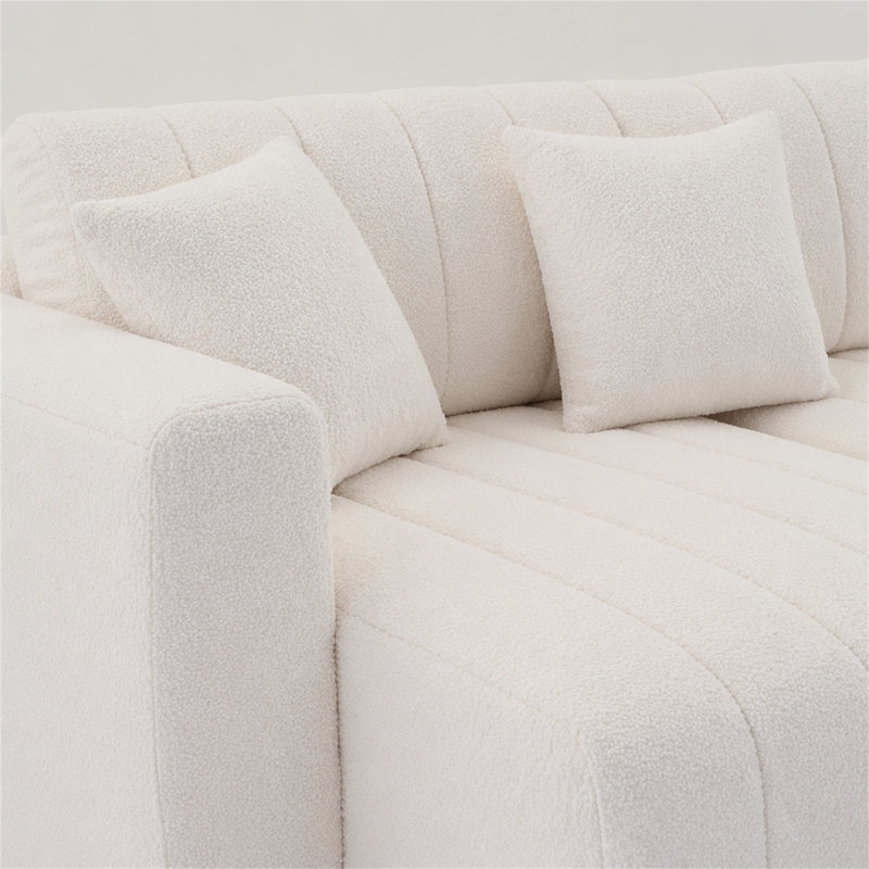 Canapé modulaire en laine faisant face à gauche avec méridienne, Beige