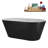 59" Streamline Soaking Glossy Black Freestanding Tub and Tray With Internal Drain-112235498