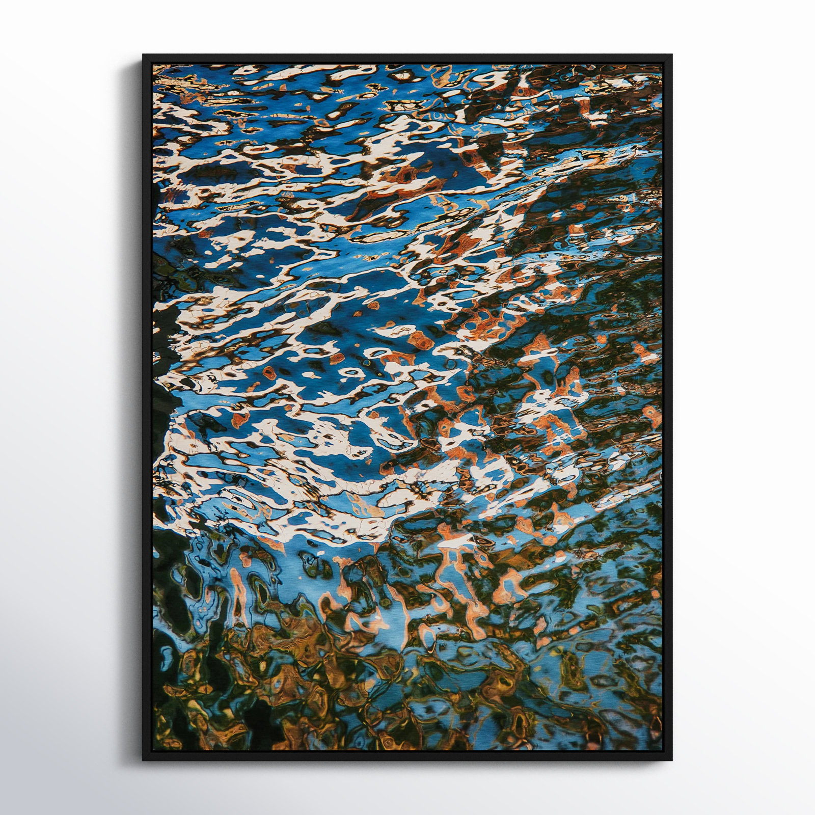 Mirissa "Reflecting Blue" Print by Geoffrey Baris, 48" H x 36" W x 2" D, Black Framed
