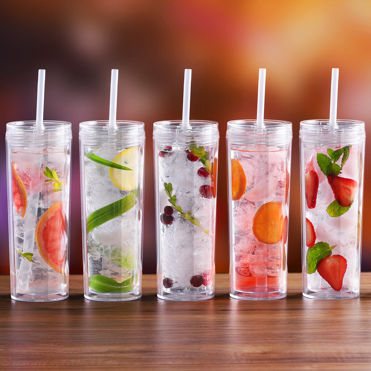 Cupture Diamond Acrylic Tumblers 24oz and 14oz 8 Pack Assorted Colors