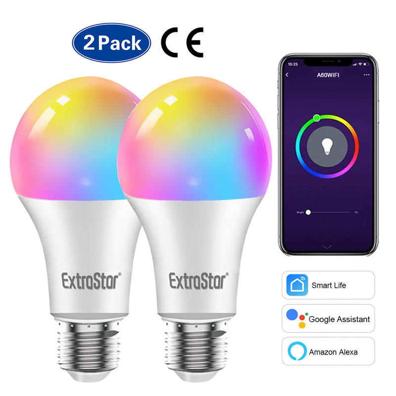 2-Pack 6W E27 RGB Wi-Fi Smart Bulbs