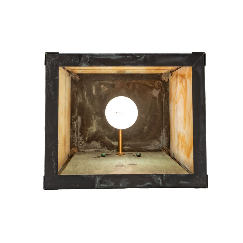1 - Light Flush Mounted Sconce, Verdigris, Beige