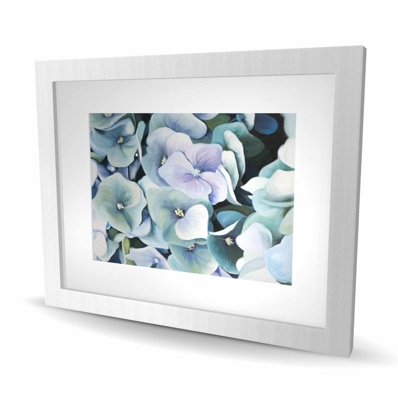 Hortensia - rustique mauve, encadré, imprimé mat