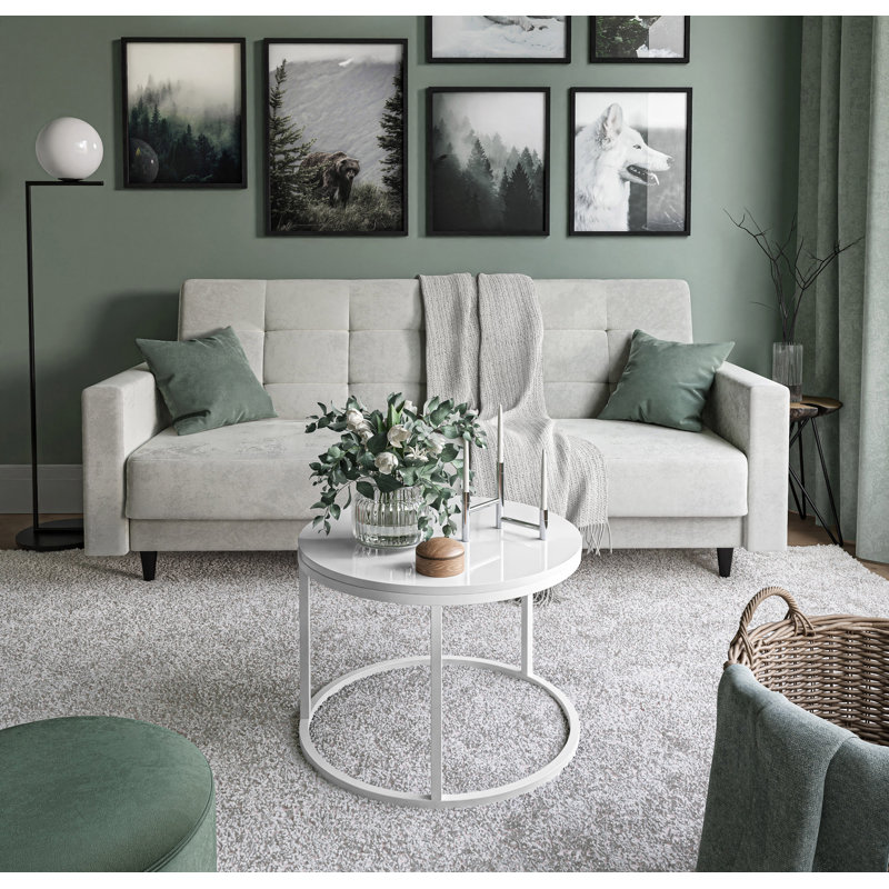 Darianna Frame Coffee Table, 42cm H x 60cm L x 60cm W, White/White