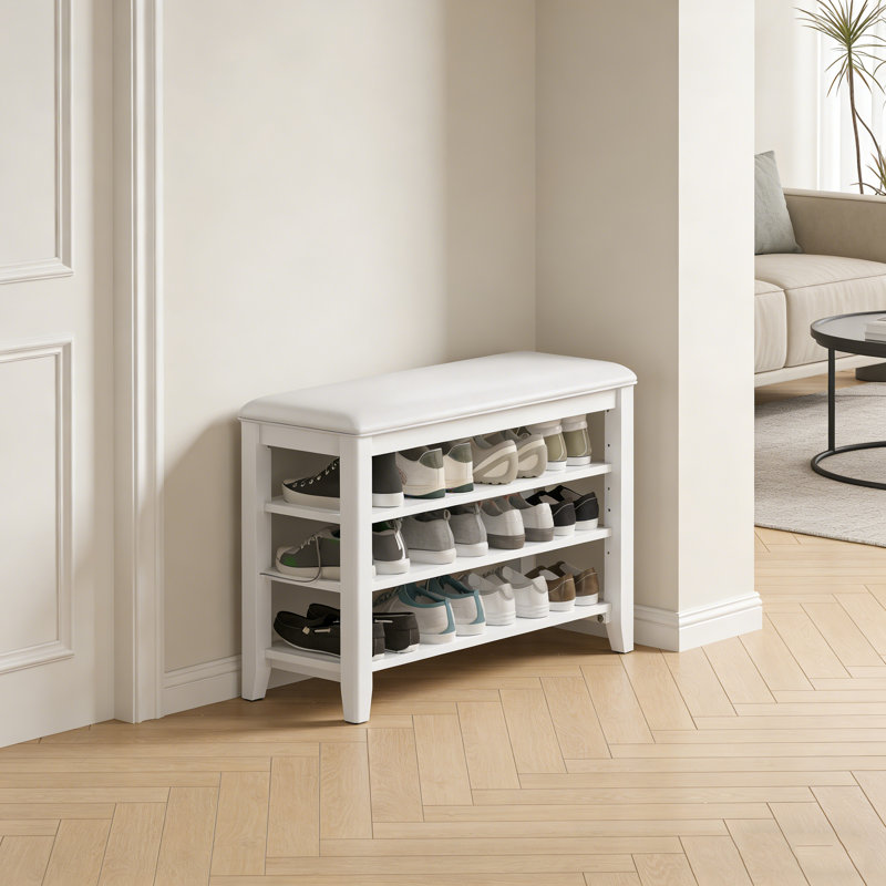 Banc d'entrée pour chaussures avec tablettes réglables, H 20,6 po x l 31,5 po x P 11,8 po