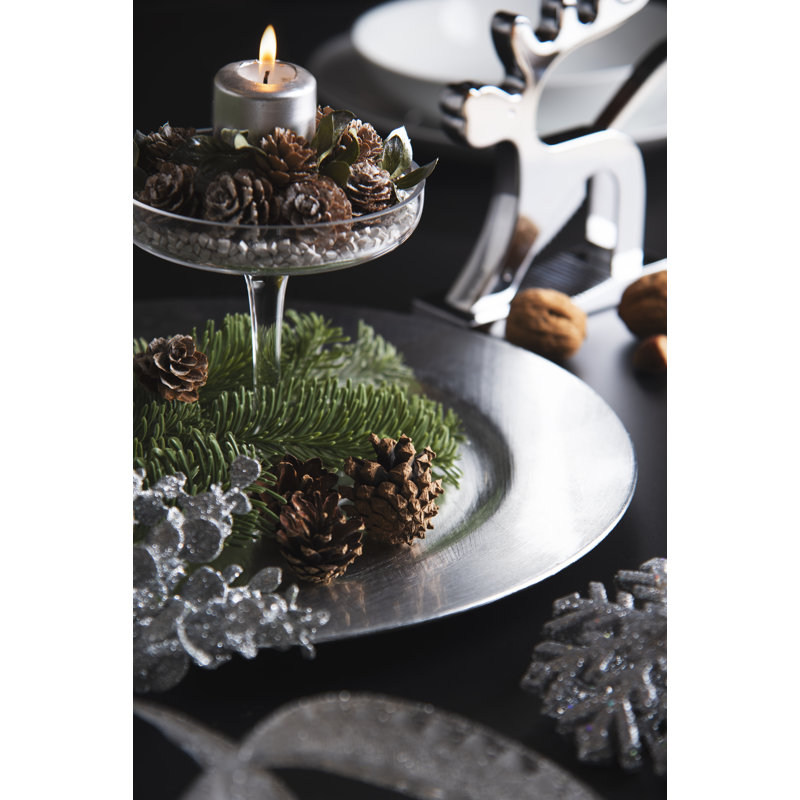Set Of 6 Round Gold Charger Plate, Silver