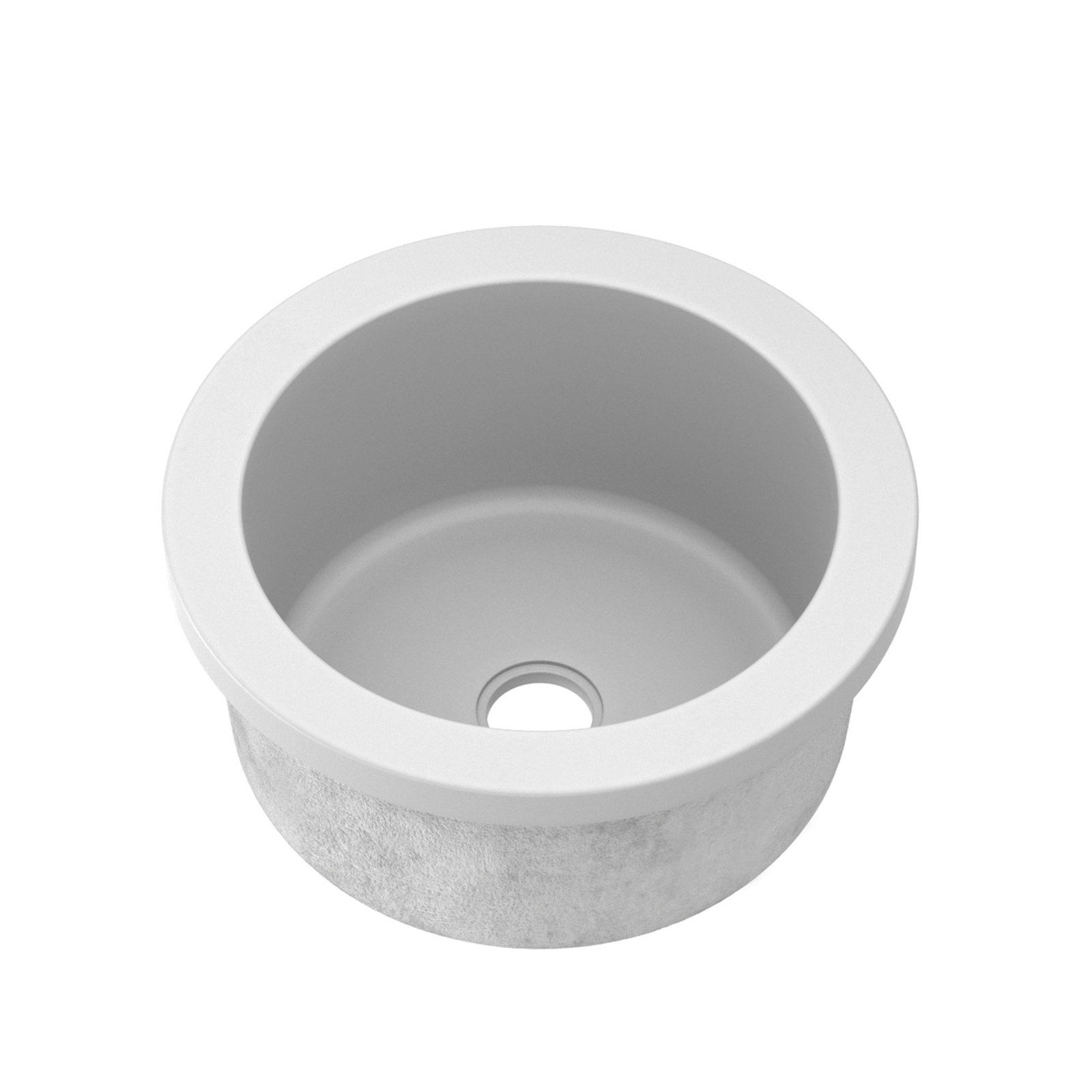 Malibu NativeStone Concrete 14" Round Dual Mount Bar Sink, Pearl