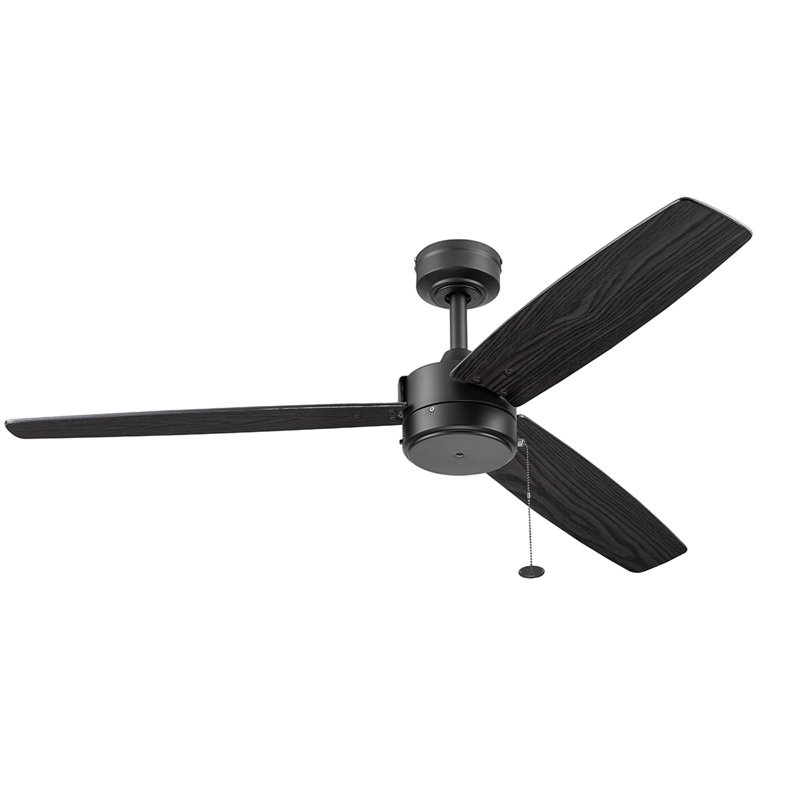 Journal Matte Black 52-Inch Ceiling Fan with Reversible Ebony and Teak Blades