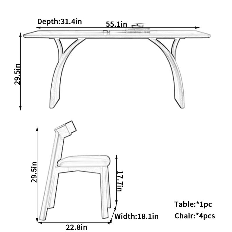 Chaise de salle à manger Luxury, H 29,5 po x L 55,1 po x l 31,4 po