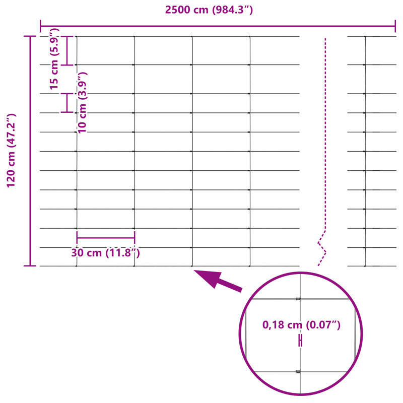 Field Fence Galvanised Steel, 120cm H x 2500cm W
