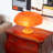 4-Light Retro Orange Mushroom Table Lamp, Glossy Plastic Bedside Light With Bulbs
