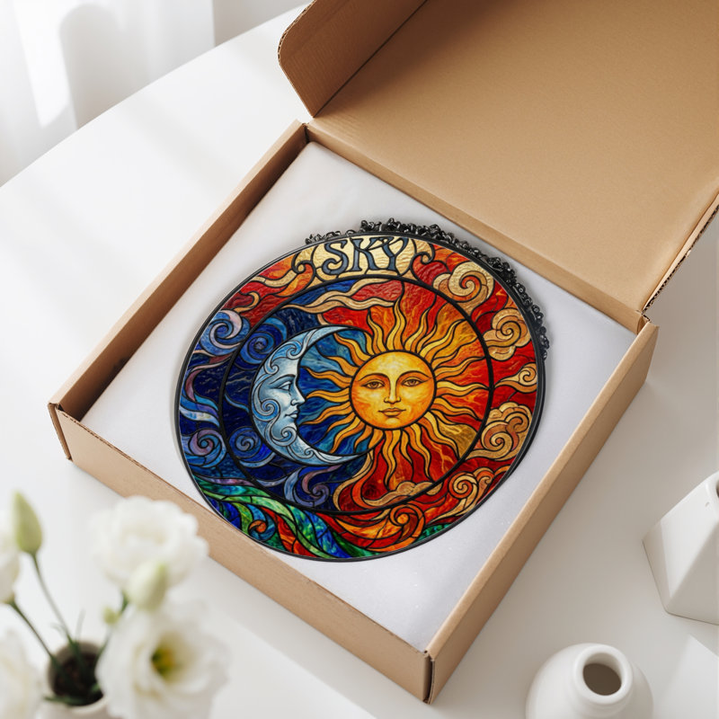 Vitrail 12 "H Sun Moon, 12" H x 12" W