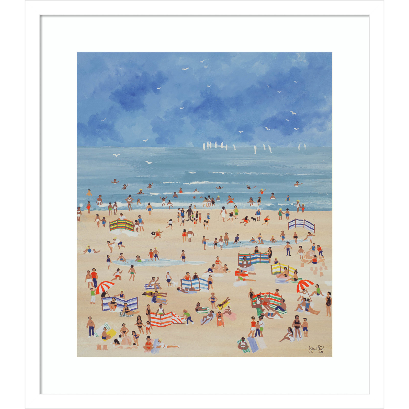 Judy Joel "Beach" Print, White, 21" H x 19" W x 1" D