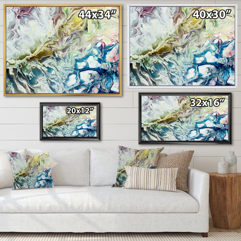 «Yellow and Green Abstract Strokes II», reproduction sur toile, H 30 po x l 40 po, Toile avec cadre en érable