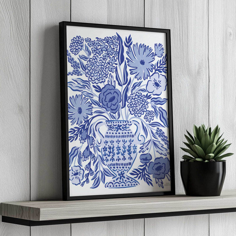 «Blue Reverie III» par Laura Marshall, reproduction d'art sur toile, H 32 po x l 24 po, Or