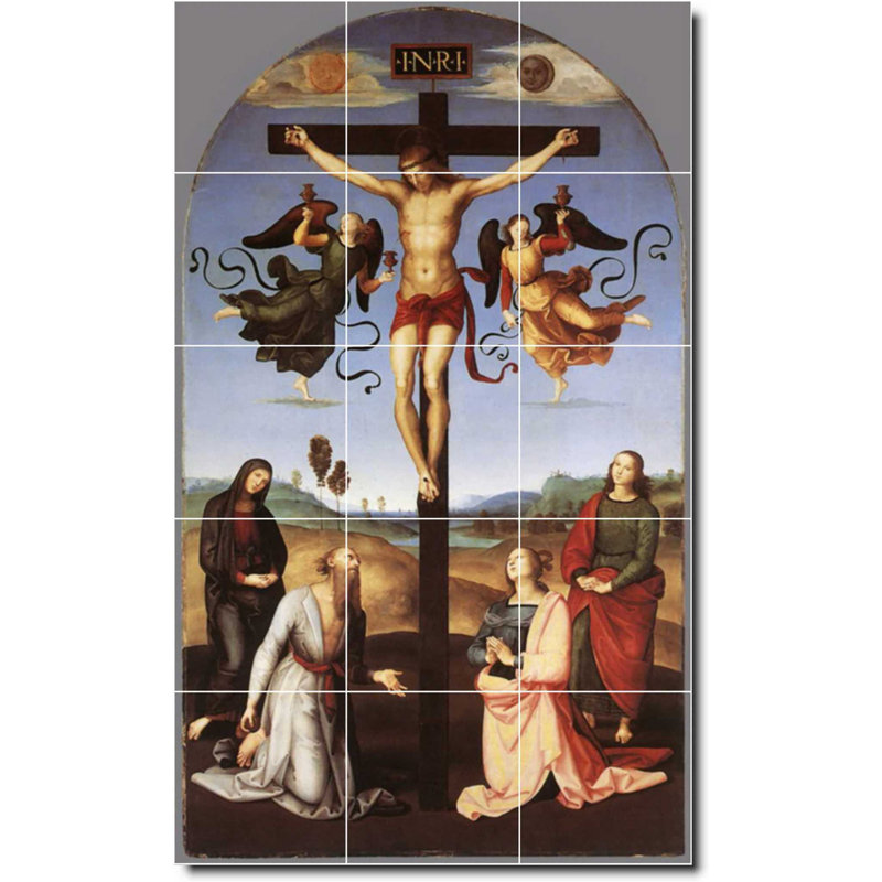 Carreau de céramique décorative 18 po x 30 po 6 po x 6 po, Carrelage mural peinture religieuse Raphael W06876