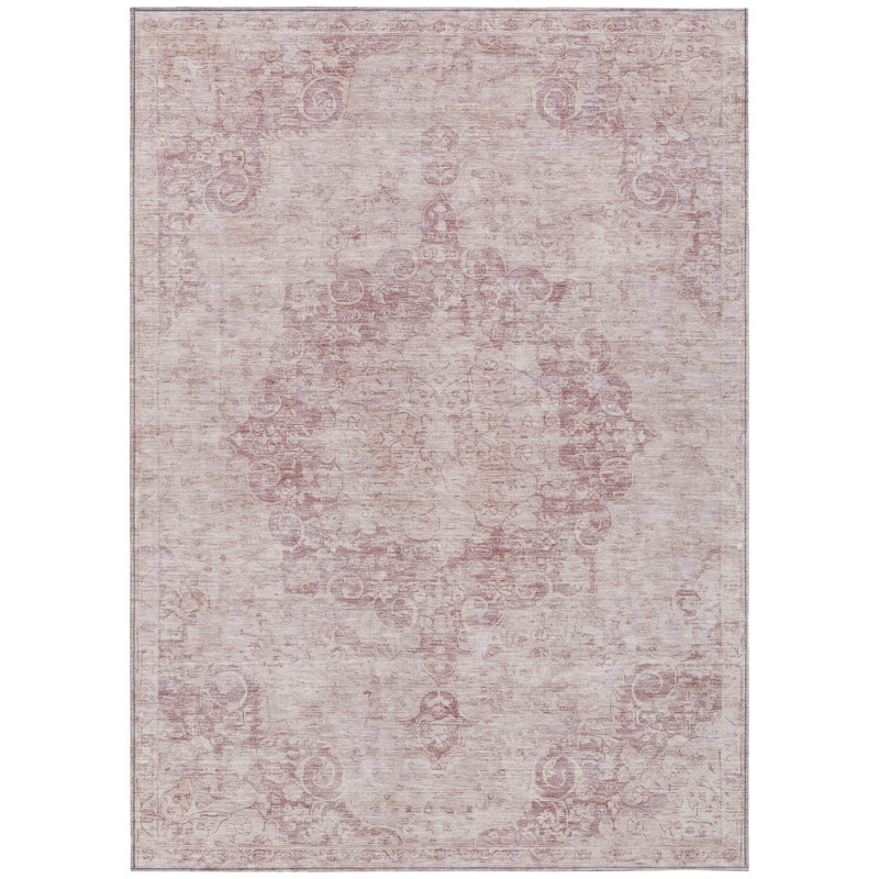Tapis intérieur lavable à motif floral rose 8 pi x 10 pi