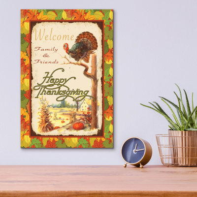 «Vintage Thanksgiving D» par Jean Plout, art mural en verre acrylique, 12 po x 16 po