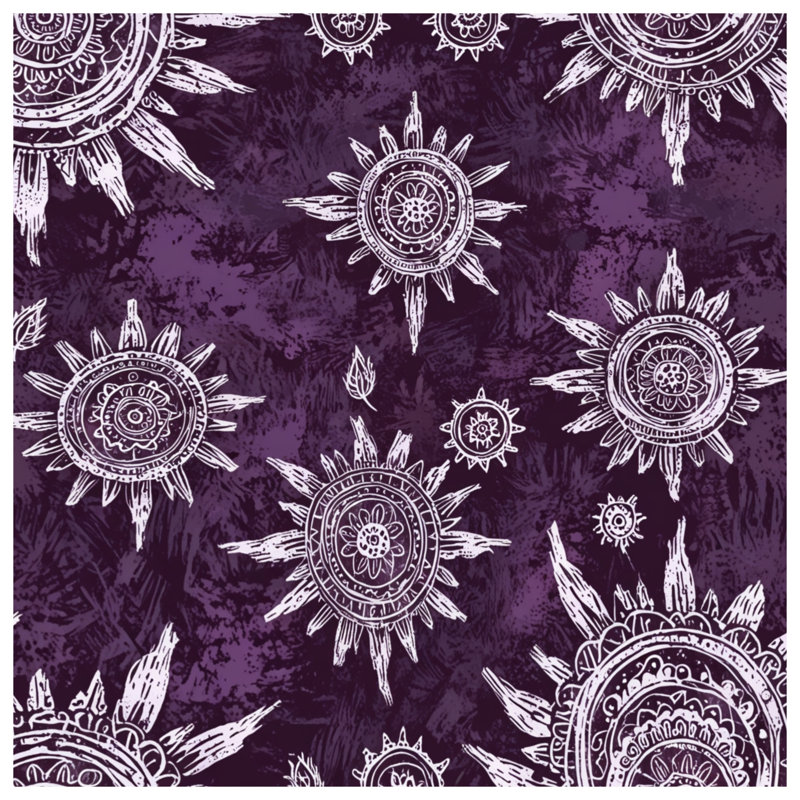 Purple Sun Motif Duvet Covers, Twin