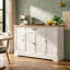 Buffet de style champêtre de 116 cm de large avec tiroir et étagères réglables, meuble de rangement pour cuisine-342289205-446850458