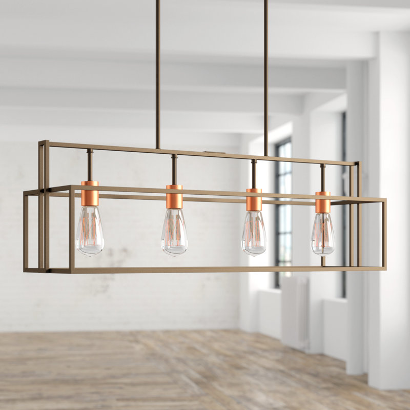 Larchmont 4 - Light Kitchen Island Pendant, Bronze/Copper Accents