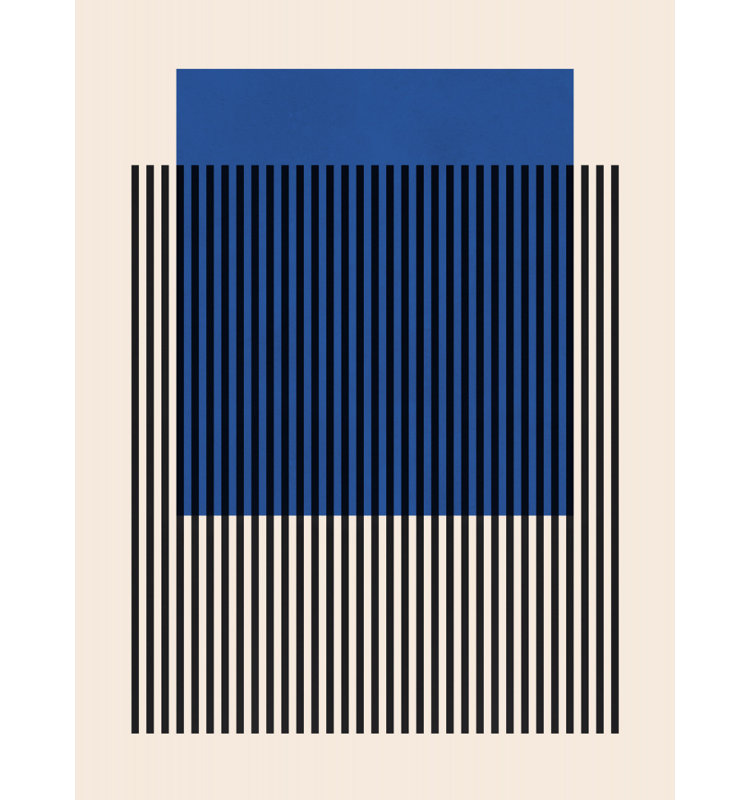 Blue Striped Geometry Print by Other Artist, 40 × 60, Framed Print, Black