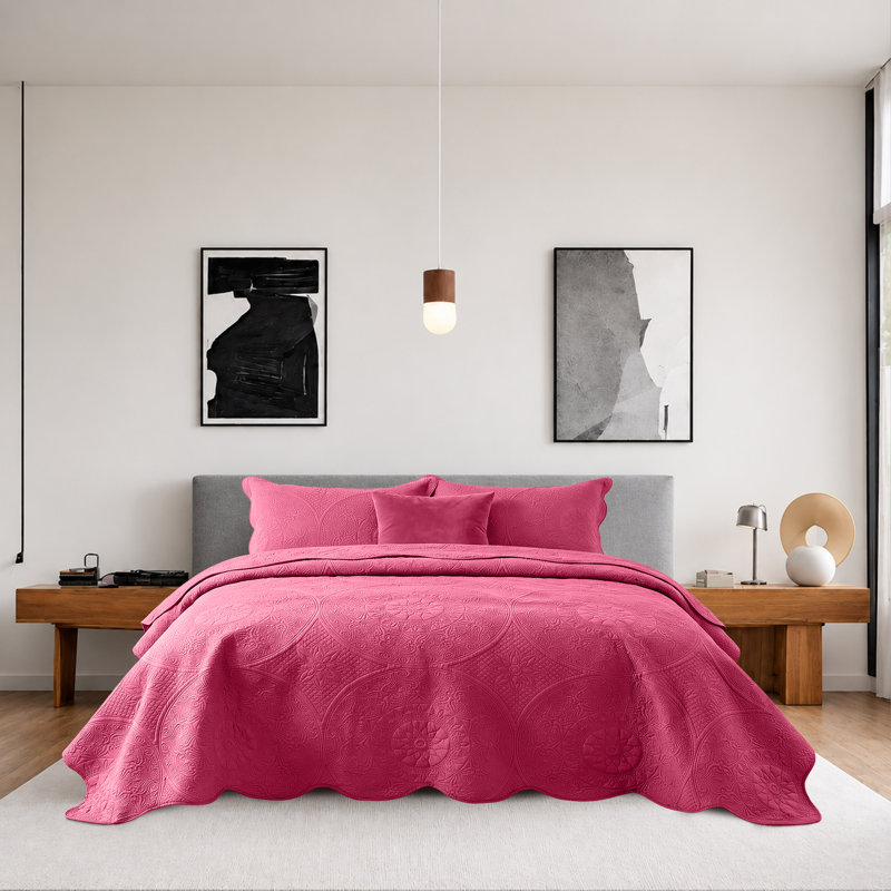 Literie Moonlight à motif floral surdimensionné – Literie respirante et réversible pour toutes les saisons, Queen, PINK