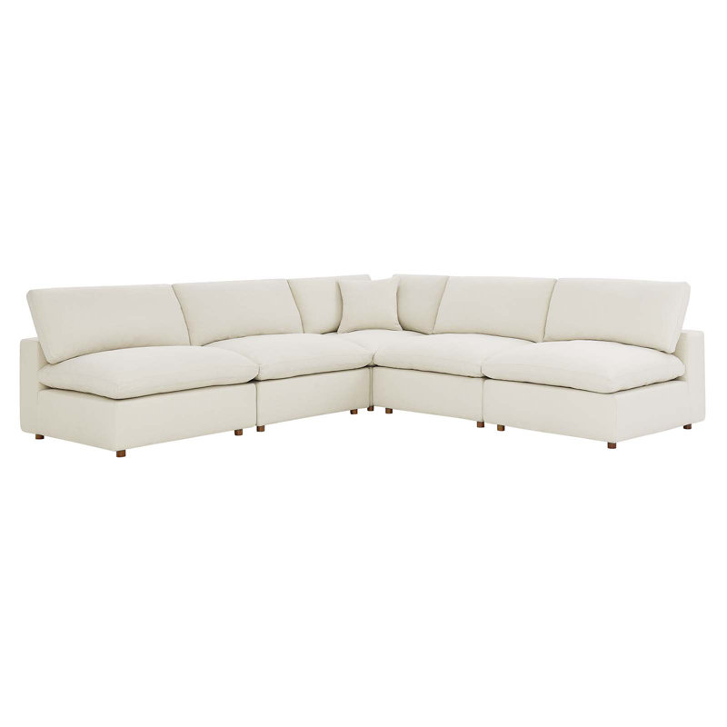 Canapé modulaire de coin modulaire 118 po Commix, Mélange de polyester beige clair