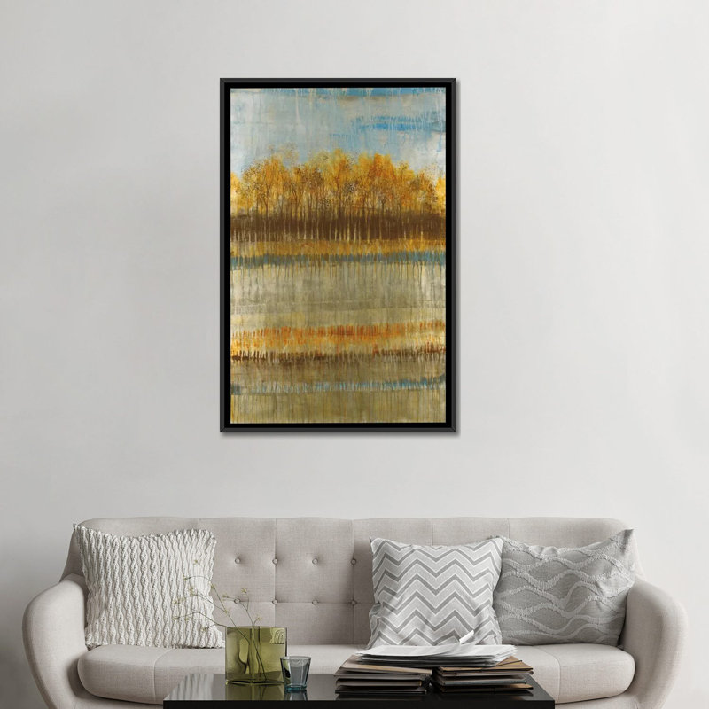 « beach trees », impression sur toile, H 26 po x l 18 po x P 1,5 po, Toile avec cadre noir, Pas de tapis