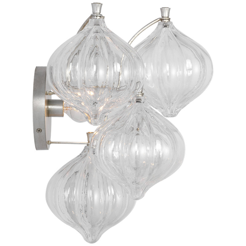 Julie Neill Caselli 15" Sconce, Clear, Burnished Silver Leaf