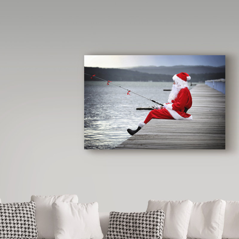 «Santa Fishing» par Yareny, reproduction de photo sur toile tendue, H 30 po x l 47 po x P 2 po