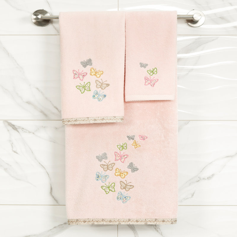 Ensemble de serviettes 100% coton turc, Rosé, Ensemble de serviettes 4 pièces