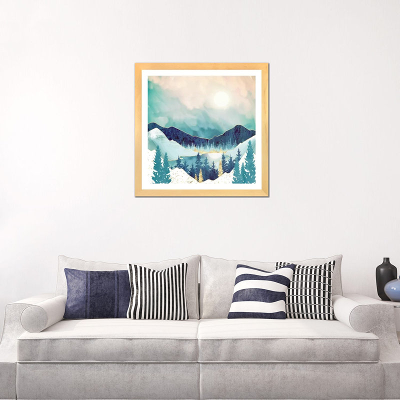 Sky Reflection - impression d'art graphique, Toile avec cadre en bois beige, Blanc, H 24 po x l 24 po x p 1 po